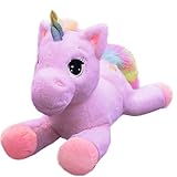 Georgie Porgy Kinder Plüschtier Plüsch Einhorn Kuscheltier mit mehrfarbigem Regenbogenschwanz Kuschelige Stofftier Geschenke für Mädchen (15'' Lila Einhorn)