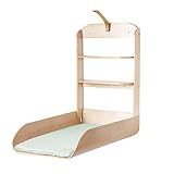 roba Wandwickelregal - Klappbares Wickelregal aus Holz natur + Wickelauflage roba Style Frosty green - Wandwickeltisch mit 2 Ablagefächern & gebogenen Seiten