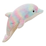 Delphin Plüschtier, Niedlicher Regenbogen Delphin Plüsch, Plüschtier Plüschtier für Kinder und Baby, Bunter Delphin Plüsch Meerestiere, Kuscheliges Kuscheltier, Weiches Kuscheltier (50cm,Bunt)