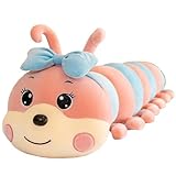 Regenbogen Alphabet Raupe Puppe,Niedlicher Bogen Raupe Plüschtier Cartoon Raupe Kissen,Wiggler Wurm Schlaf Plüschtier,Kuscheltier Raupe Plüschtier Regenbogen Raupe Plüsch,Paare Geschenke (55cm,rosa)