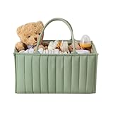 KBIBCK Wickeltasche Organizer, Wickelorganizer mit Griffen & Fächern, Wickel Organizer, wickelkorb, windel organizer für Unterwegs Reisen, Zuhause(Grün)