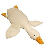 Tiowo Riesige Weiße Gans Plüschtier Riesige Ente Stofftiere Kuscheliges Plüschtier Großer Langer Schwan Puppe Kinder Plüschkissen Schlafen Umarmung Nackenrolle Kissen für Bett Sofa Boden (Weiß,50cm)