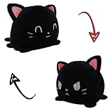 KUNSTIFY Katze Kuscheltier Stimmungs Kuscheltier Cat Wende Plüschtier für Mädchen Frauen Kinder Baby um Laune auszudrücken Geschenk für Freundin Katze Schwarz