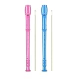 MaNeaz 2er-Pack Blau + Rosa 8-Loch Sopranblockflöten ABS-Kunststoff Kinderflöten C-Dur für Anfänger mit Reinigungsstab