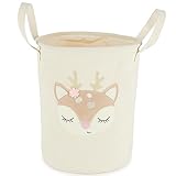 Bieco Wäschekorb Baby Reh Ella | Großer Aufbewahrungskorb Kinder Baumwolle und Wasserabweisend | Aufbewahrung Kinderzimmer | Wäschekorb Kinder
