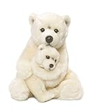 Universal Trends WWF16871 Plüschkolletion World Wildlife Fund Eisbär WWF Plüsch Eisbärmutter mit Baby, realistisch gestaltetes Plüschtier, ca. 28 cm groß und wunderbar weich, weiß