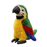 Vogel Papagei Plüschtier,Nachsprechendes Papagei Vogel Plüschtier, 30 cm Niedliche Plüsch Ara Papagei Stofftier Kuscheltier Plüschtier, für Kinder Erwachsene (30 cm,Grün)