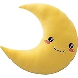 TOPLITHE Mond Kuscheltiere, Cartoon Mondförmiges Gefülltes Kuschelkissen Flauschiges Plüschtier for Jungen Mädchen Nickerchen Geschenk Heimdekoration(Color:Yellow,Size:30CM/11.8IN)