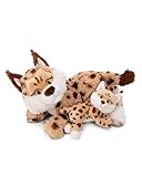 NICI Wild Friends Kuscheltier Luchs Mutter 40 cm & Kind 20 cm - Niedliche Stofftiere zum Kuscheln, Spielen und Liebhaben, Nachhaltig produzierte Plüschtiere - 49812, Beige