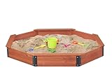 216 x 198 x 23 cm Achteckiger Sandkasten, großer Sandkasten mit Abdeckung für Kinder Outdoor-Spielspaß, patentierte Sandkiste aus Holz mit 4 Sitzbänken, schnelle und einfache Montage