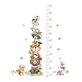 Kinder Höhe Diagramm Wandtattoo Messlatte Süße Cartoon Tiere Wald Wandaufkleber, Abnehmbar DIY Wandbild Wandsticker für Kinderziemmer Babyzimmer Dekoration