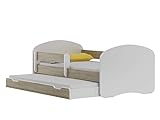 Kinderbett mit Ausziehbett und Rausfallschutz (Matratzen inklusive)