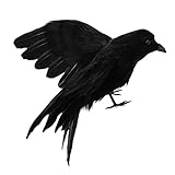 MagiDeal Rabe Krähe Vögel Figuren mit schwarzen Federn, Gothic Dekor für Thema Party/Halloween (#5)