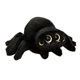 TROYSINC Spinne Stofftier Kuscheltier Vieräugige Spinne Plüschtier Wurfkissen Kuscheltiere Geschenk für Erwachsene Und Kinder Halloween (16 * 25cm,Schwarz)