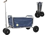 Beachtrekker Life Faltbarer Bollerwagen + Feststellbremse, klappbarer Handwagen mit Luftreifen (Blau)