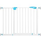 KIDIZ® Türschutzgitter Absperrgitter Treppengitter Kindergitter | Gitter Haustier | ohne Bohren | beidseitig schwenkbar, Farbe: Weiß, Größe: 102-115 cm