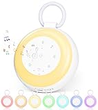 White Noise Machine Baby, GuKKK Tragbare Einschlafhilfe Babys mit Weißem Rauschen&Beruhigende Klänge, Baby Einschlafhilfe USB Wiederaufladbar mit Nachtlicht,Timerfunktion & Soundtherapie,Babygeschenke
