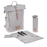 LÄSSIG Wickeltasche, Wickelunterlage, Kinderwagenbefestigung, Flaschenhalter nachhaltig produziert/GRE Rolltop Backpack, Grau