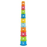 Chicco Stapelbare Becher, 10 Tassen mit verschiedenen Größen und Farben zu stapeln, mit Zahlen zu sortieren, entwickelt logische Fähigkeiten, 9-36M