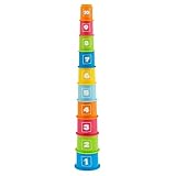 Chicco Stapelbare Becher, Stapelturm mit 10 bechers, mit mehrere Größen und Farben zu stapeln, mit Zahlen zu sortieren, entwickelt logische Fähigkeiten, Für Babys & Kinder, Baby Spielzeug, 9-36M