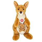 Teddy Hermann 91633 Känguru mit Baby 30 cm, Kuscheltier, Plüschtier mit recycelter Füllung