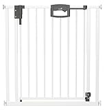 Geuther Türschutzgitter Easylock Plus | Treppenschutzgitter ohne Bohren Breite 80,5-55,5 cm | Türgitter Baby Holz-Metall | Kinderschutzgitter beidseitig öffnend | TÜV GS | Weiß