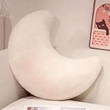 Ueiwffzo 3D Mond Kissen Kuschelkissen Kinder Kissen, Sofakissen, Weiche Flauschige Zierkissen Deko Kissen Plüschkissen Dekokissen für Kinderzimmer Schlafzimmer Deko (Weiß,50 * 40cm)