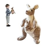 KQWVZ Känguru Plüschtier Plüschtiere, 28 cm Känguru Kuscheltier, Süßes Kuscheltier Mutter und Kind Känguru, Kuscheltier Mit Baby, Flauschiges Känguru Stofftier für Kinder & Erwachsene