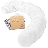 Bio Bambus Stilleinlagen - 14 Waschbare Stilleinlagen ​+ Wäschebeutel - Wiederverwendbare Stilleinlagen für die Mutterschaft - Stilleinlagen Waschbar (Weiß, Mittel 10cm)