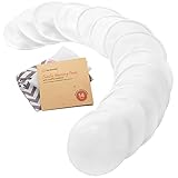 Bio Bambus Stilleinlagen - 14 Waschbare Stilleinlagen ​+ Wäschebeutel - Wiederverwendbare Stilleinlagen für die Mutterschaft - Stilleinlagen Waschbar (Soft White, M 10cm)