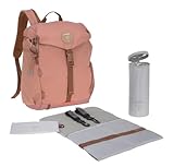 LÄSSIG Baby Wickelrucksack mit Wickelunterlage, Kinderwagenbefestigung, Flaschenwärmer wasserabweisend nachhaltig produziert/Outdoor Backpack, rust, 1 Stück (1er Pack)