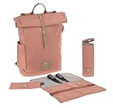 LÄSSIG Wickeltasche, Wickelunterlage, Kinderwagenbefestigung, Flaschenhalter nachhaltig produziert/GRE Rolltop Backpack, Braun (Cinnamon)