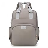 Granvoo Baby Wickelrucksack, Wickeltasche Rucksack, Babytasche Wasserdicht mit Schnullerhalter und Kinderwagengurten, Baby Rucksäcke Große Kapazität, Tragbare Reisetasche für Mama und Papa (Grau)