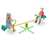 Kinderwippe, 2 Sitzer Schaukelwippe, Gartenwippe 360° drehbar, Kinder Wippe bis 90kg belastbar, Spiel und Spaß Ihrer Kleinsten im eigenen Garten Gelb/Grün