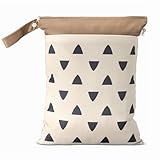 BebeBiu Baby Nasstaschen für Stoffwindeln– Wasserdichter Wetbag aus Polyester mit 2 Reißverschlusstaschen und Griff, Wiederverwendbar, für Kindergarten, Wickeltasche und Unterwegs (Sand Triangular)