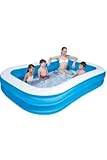 Bestway - Deluxe rechteckiger blauer aufblasbarer Pool, 211 x 132 x 46 cm, Blau/Weiß