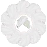 Pinowu Wiederverwendbare Stilleinlagen (10 Stück), waschbare hautfreundliche Stilleinlagen - auslaufsicher, saugfähig & ultraweich zum Stillen mit Wäschenetz (3 Lagen, 12 cm)