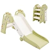 Rutsche für Kinder, Faltbar Kinderrutsche Outdoor Indoor, Gartenrutsche Kleinkinderrutsche, Abgerundete Ecken Spart Platz, Grün