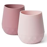 Seposeve Trinklernbecher ab 6 monate aus Silikon, Tiny Cup, 2er-Pack Kleine Trainings Trinkflasche für Babys und Kleinkinder, -Mund-ähnliches Design, mit Kapazitätsmarkierungen, Lila Rosa