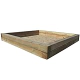 massiver XL-Sandkasten aus Holz, 210x210 cm, aus kesseldruckimprägnierten Kreuzfposten, 11 cm Sitzrand (Natur, 210x210)