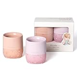 Moonkie Trinklernbecher, 2er-Pack Schnabeltasse Baby Silikon, Trinklernbecher ab 4 Monate, Kinderbecher BPA-frei, Trinkbecher Baby, Becher Kinder mit Kapazitätsmarkierungen, 2oz(Blush/Zartflieder)