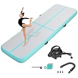 KIKILIVE 10CM Hoch Gymnastikmatte Tumbling Matte, 3M Aufblasbar Gymnastik Track Matte Air Turnmatte mit Luftpumpe Aufblasbare Sportmatte für Fitness/Outdoor/Yoga/Training usw