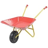 PLAY FUN Kinderschubkarre | Gartenspielzeug & Sandspielzeug für Kinder | Robuste | Rot | Schubkarre aus Metall | Gummierte Griffe & Kunststoffräder | Outdoor-Spielzeug für kleine Gärtner
