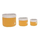 LÄSSIG Aufbewahrungskorb-Set 3 Stk. aus Muslin Bio-Baumwolle/Storage Basket Set 3 pcs Muslin, senfgelb