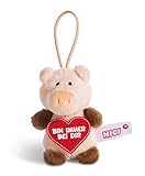 NICI 44867 Anhänger Schwein mit Spruch Bin Immer bei dir 8cm mit Loop, Rosa/Braun