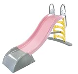 Mochtoys Rutsche für Kinder - 180 cm Lange Innen und Außen UV-Beständig, Große Gleite Für Kinder, Wasseranschluss, Rutschbahn, Rosa/Grau