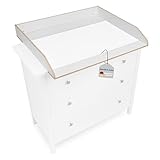 Jonka Wickelaufsatz für IKEA Hemnes Kommode 108 & 160 cm – Baby Wickeltisch-Aufsatz aus Naturholz, besonders sicher: DIN EN 12221 geprüft - Weiß