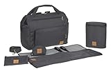 LÄSSIG Baby Zwillingstasche Wickeltasche Babytasche mit Rucksackfunktion inkl. Wickelzubehör/Goldie Twin Bag, anthrazit, 1 Stück (1er Pack)