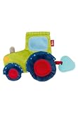SIGIKID 42301 Aktiv-Knistertuch Traktor PlayQ Mädchen und Jungen Babyspielzeug empfohlen ab Geburt grün/blau