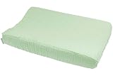 Meyco Baby Uni Wickelauflagenbezug (Wickelunterlage aus 100% Baumwolle, vorgewaschen, weich, hautfreundlich, waschbar & trocknergeeignet, Größe: 50 x 70 cm), Soft green